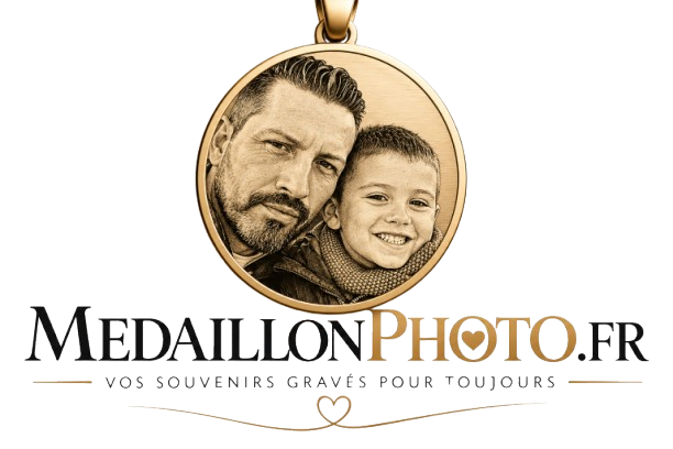 Médaillon gravé père et fils, logo Médaillon Photo